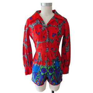 1960’s 1970s Vintage Pop Art Romper Size Small Extra Small S XS